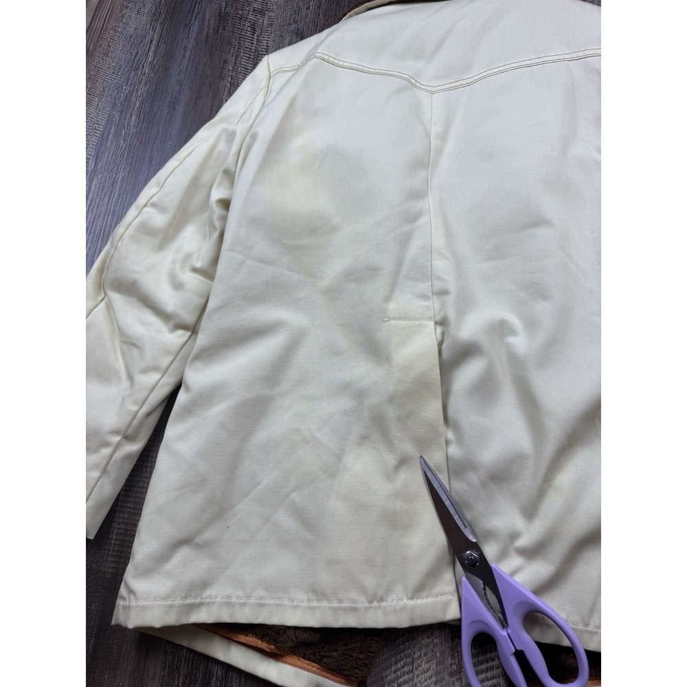 Vtg Silton California Western Canvas Faux Fur Barn Coat Men Size 40 White Rugged - Picture 10 of 12